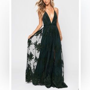 Tobi evening gown in emerald green